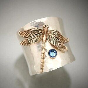 Dragonfly silver ring